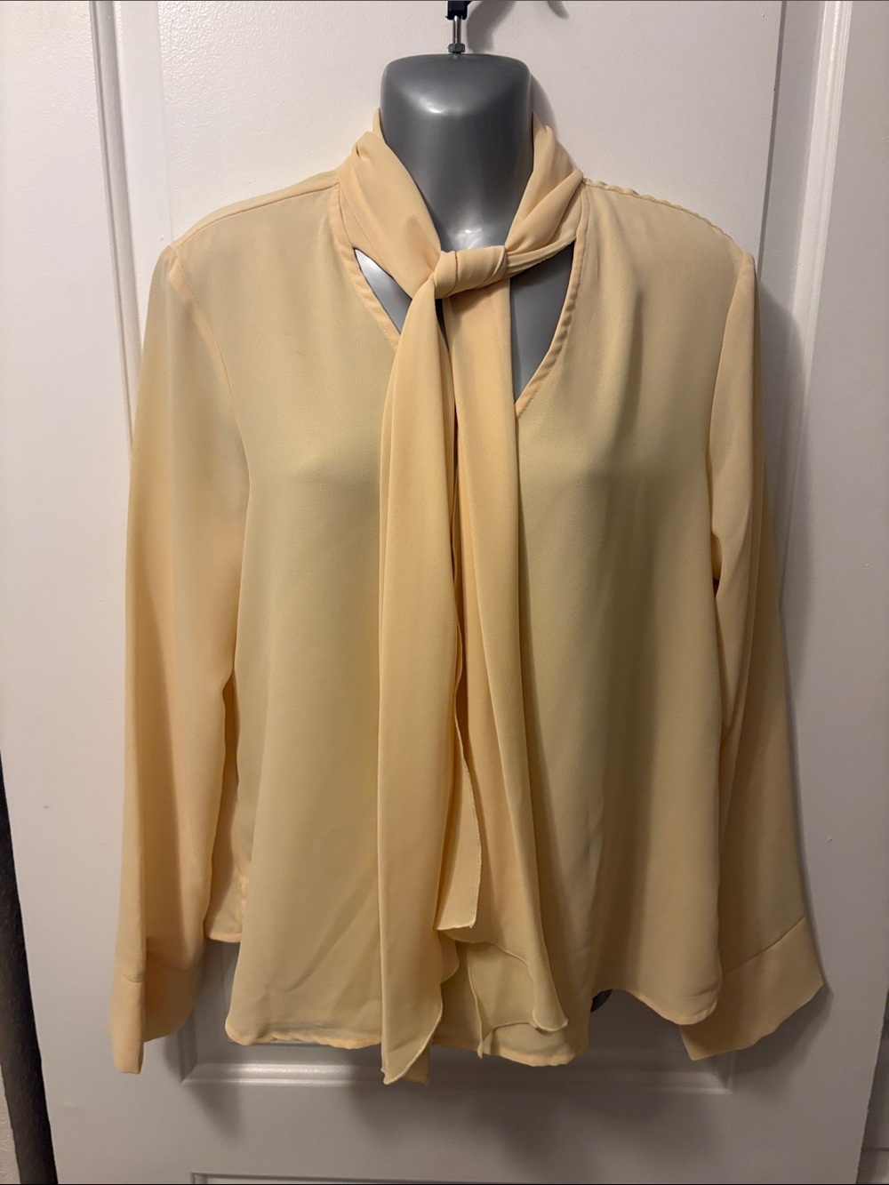Jordan Light Yellow Tie-Neck Blouse